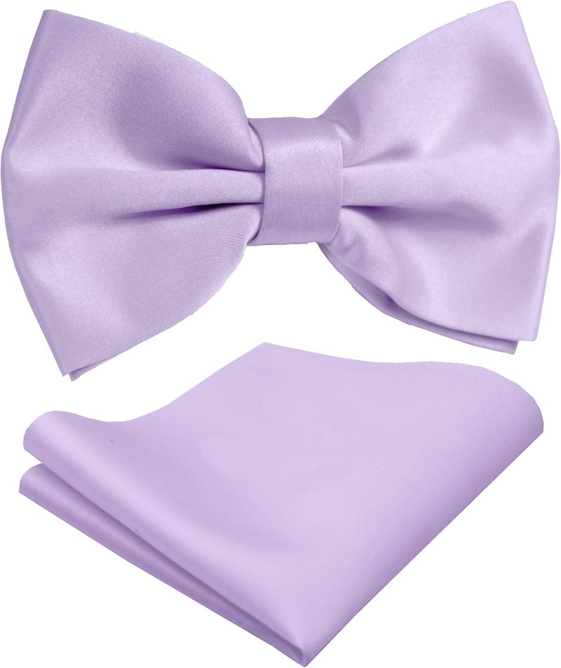Trilece Bow Ties for Men - Mens Solid Color Formal Pre Tied Bowtie and Pocket Square Sets - Mens Bowties Bow Tie Sets - Image 1